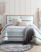 Load image into Gallery viewer, Mint Baja Striped Boho Comforter Set
